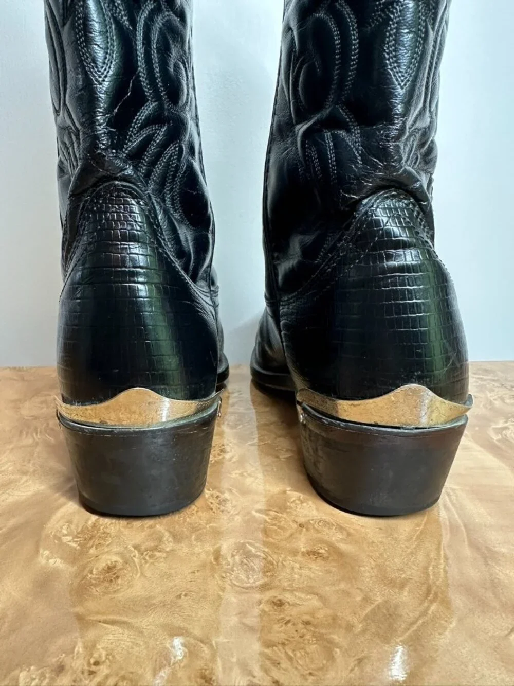 Laredo Black Lizard Print Western Cowboy Boots Silver Toe Men's 11D